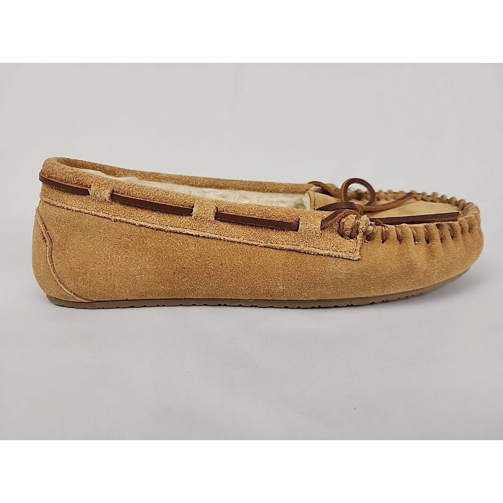 Minnetonka Women's Moccasins 7M Faux Lined Shoes 4052 Tan Leather Suede EUC - Picture 8 of 11